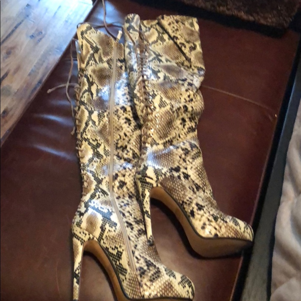 Steve Madden snake skin boots thigh high